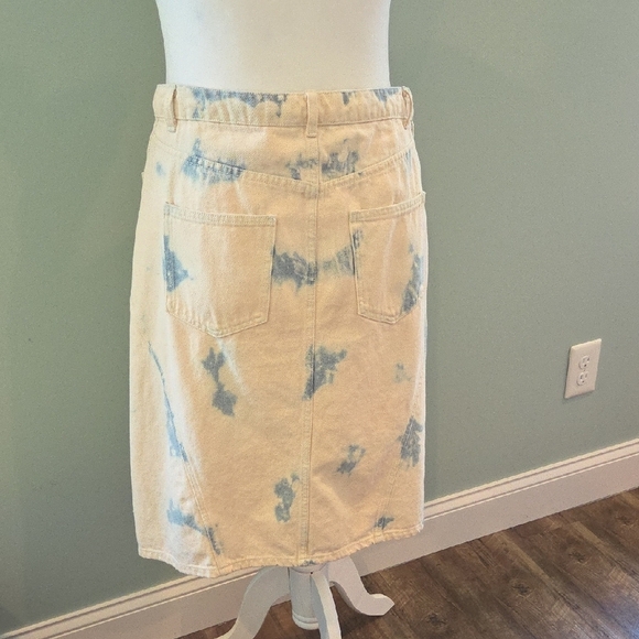 Future Collective Gabriella Karefa Size 12 Ivory & Blue Tye-Dye Denim Skirt - Picture 9 of 14